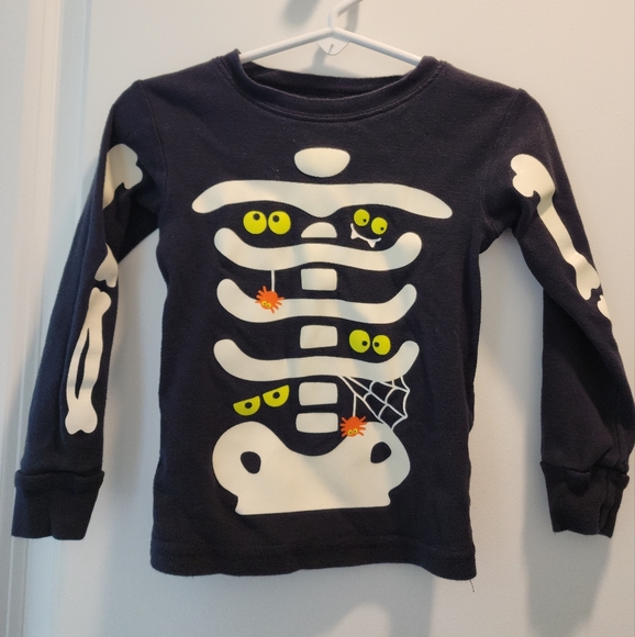 2t Carter's black skeleton Outfit pajamas Halloween Fall Mummy Spiderweb - Picture 1 of 13